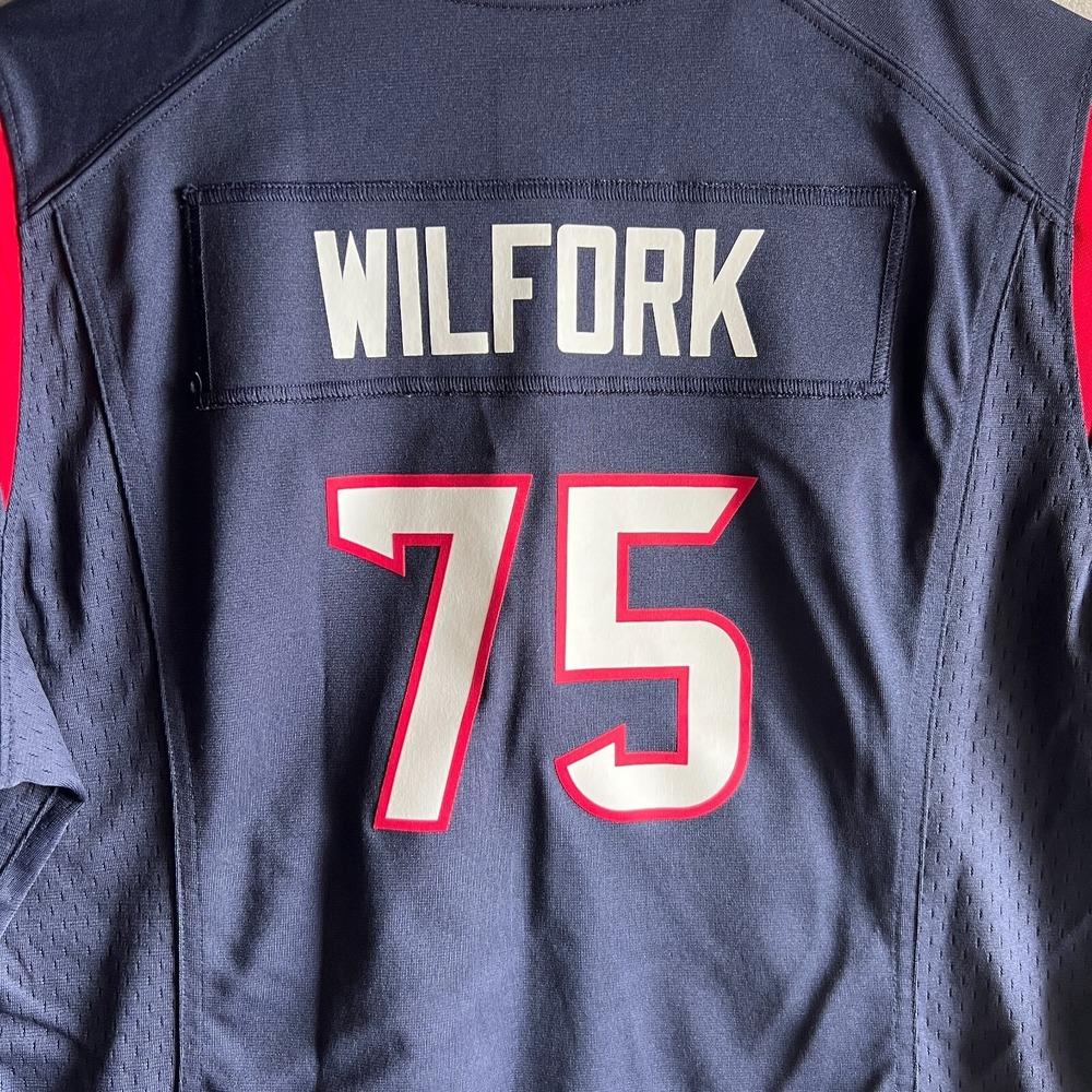 Houston Texans‎ Wilfork #75 Jersey XL Women's Nike NFL On Field Blue Red - Picture 5 of 12